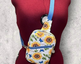 Handmade Sunflower Canvas Mini Crossbody/Sling Bag