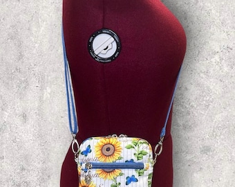 Handmade Sunflower Canvas Crossbody bag/Purse/Cellphone bag