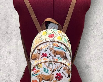 Mini sac à dos/porte-monnaie fait main animaux de la forêt
