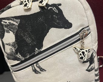 Handmade Farm Animal Print Canvas Mini Crossbody/Sling Bag