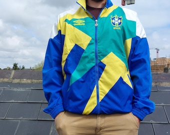 Vintage Brasilien WM 1994 Windjacke - Retro Fußball-Trainingsanzug Selten 90er Jahre Fußball-Geschenk für Ihn Sie & Fans