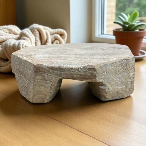 アンティーク木製チャパティボード、素朴なインド風装飾ライザー