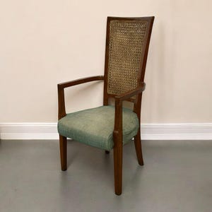 Teak Wood And Cane Rattan Indian Armchair | Hand-Woven Cane Back Accent Chair, Vintage Reading Chair, Indian living room sofa chair