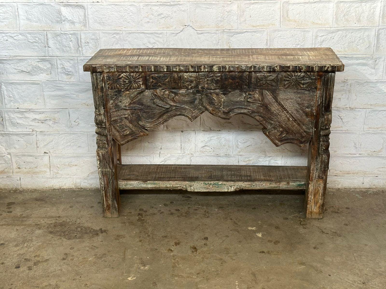 ヴィンテージ彫刻インドコンソールテーブル、メラブスタイル - Etsy 日本