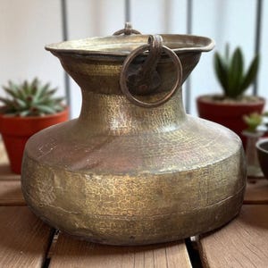 Brass Planter, Vintage Plant Pot Holder, Brass House Plant Pot, Indoor Metal Planter, Floral Jardinière, Matka Pot, Antique Indian Brass