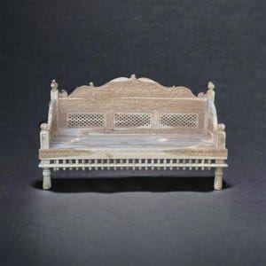 Wooden hand carved distressed finish bench, day bed, Indian sofa, living room furniture, intricate carving furniture, bedroom furniture