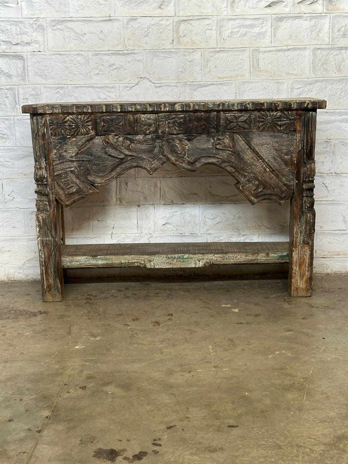 インド製ビンテージテーブル ヴィンテージ彫刻インドコンソールテーブル、メラブスタイル - Etsy 日本