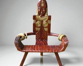椅子 | 彫刻が施された木製の象 | キングチェア | 高級椅子 | 手作り