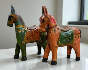 高級彫刻木製馬像、古い芸術作品、動物彫刻、馬好きへのギフト、装飾馬