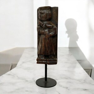 Vintage Tribal Warrior Figurine statue, Hand-Carved Antique African Statue, Wooden Decor, Antique wooden statue of a male figure on stand