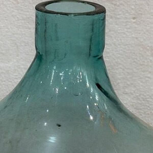 Large Antique Glass Demijohn Bottle Vase Hand Blown Green Glass Vessel Vintage Rustic Decor Statement Floor Vase 21 Inch image 7