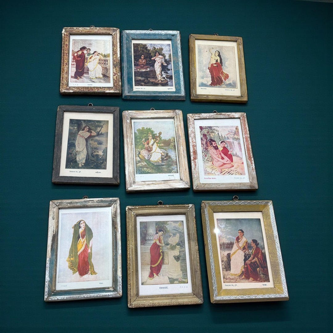 Vintage Raja Ravi Varma Lithographs Oleographs Set of 9 - Etsy