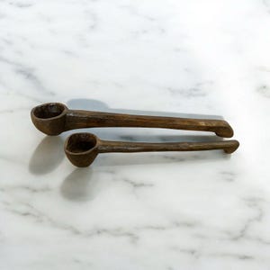 Antique Indian wooden spoon Set of 2 , Vintage Indian Havan spoon, handmade wooden spoon, large vintage wooden ghee spoon, wall hanging