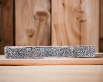 Peacock Carving Wood Wall Panel, Traditional Indian Art (47x6 inches)