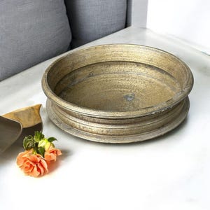 Utensile Urli, ciotola rotonda Urli in bronzo puro, arredamento etnico per la casa, arte indiana in ottone, decorazione Urli, ciotola tradizionale, arredamento etnico indiano, da collezione