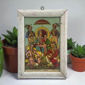 Vintage Raja Ravi Varma Lithograph: Pandav Sabha Royal Assembly