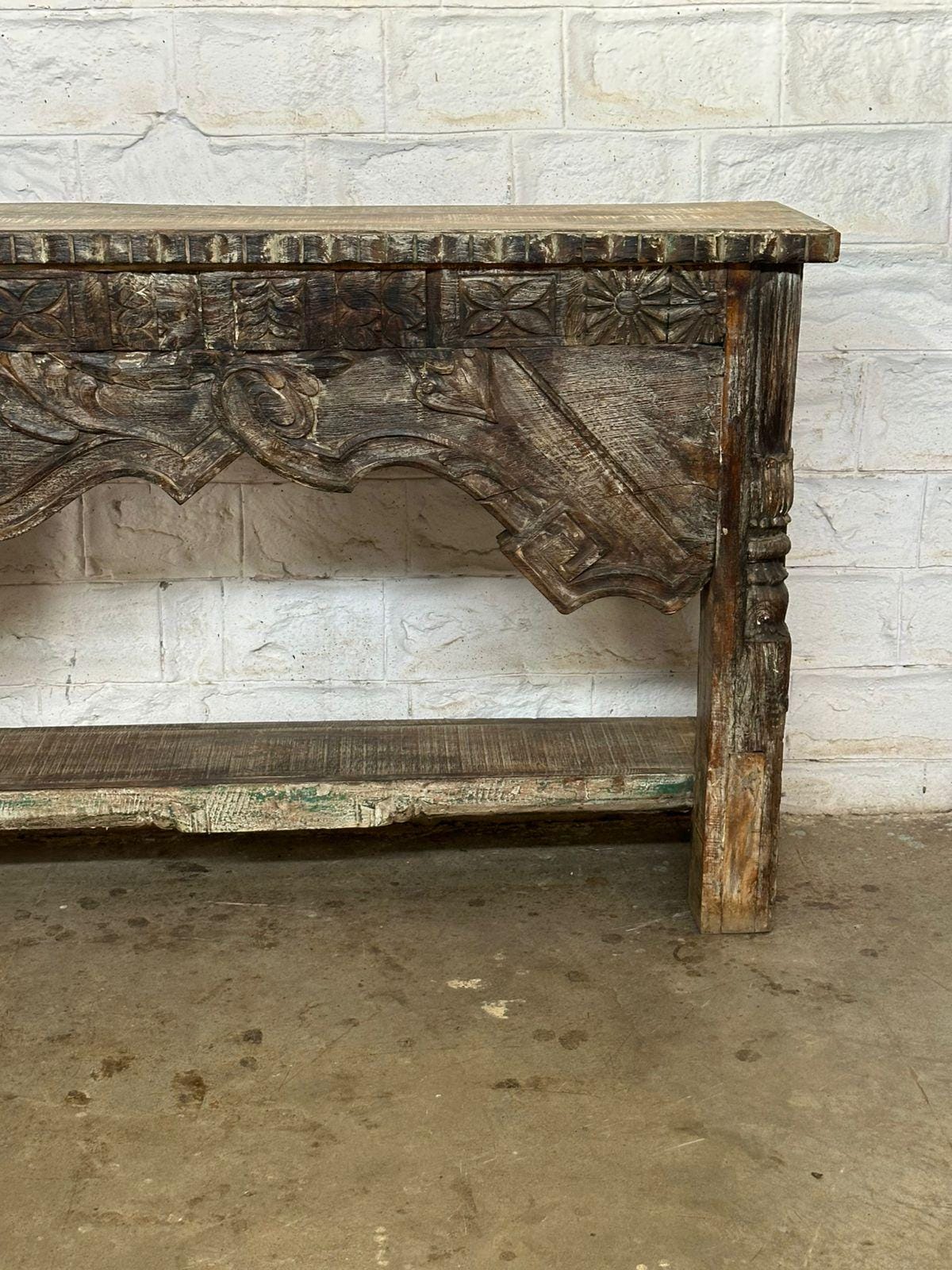 ヴィンテージ彫刻インドコンソールテーブル、メラブスタイル - Etsy 日本