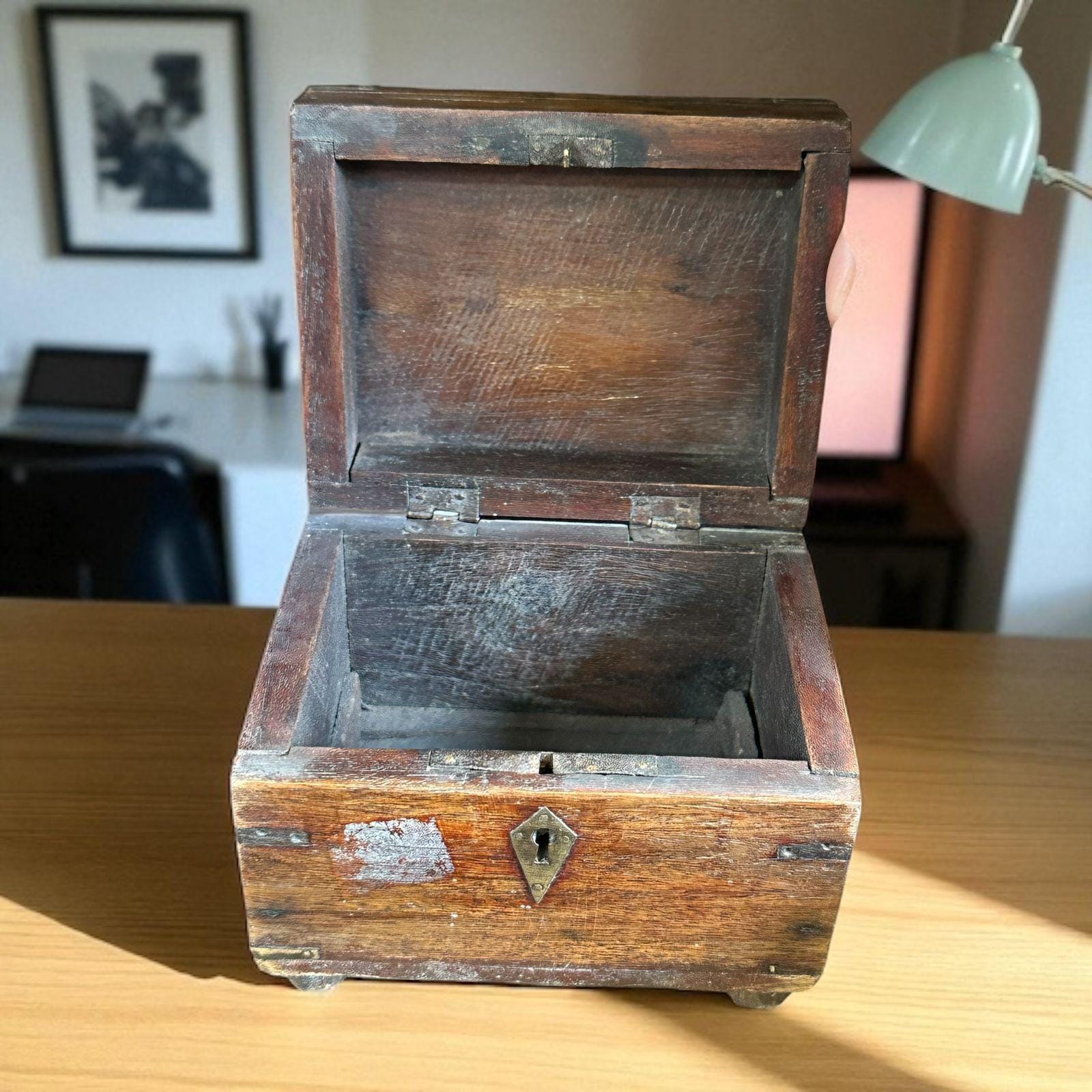 インディアン ジュエリー入れ 小物入れ アンティーク ヴィンテージ インテリア ヴィンテージインド製木製小物入れ、ジュエリー記念品収納（5x4x4