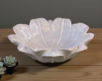 Handgesneden witmarmeren wastafel met bloemen | 16 inch gootsteen