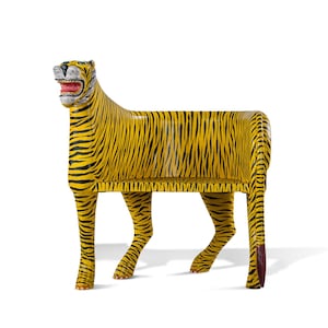 Handgemaakte houten tijgerstoel, Maharadja-tijgerstoel, Cougar-stoel, Indiase stoel met accent in de vorm van een dier, Dierenstoel