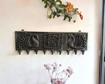 Hand Carved Floral Peacock Wall Panel | Vintage Indian Decor