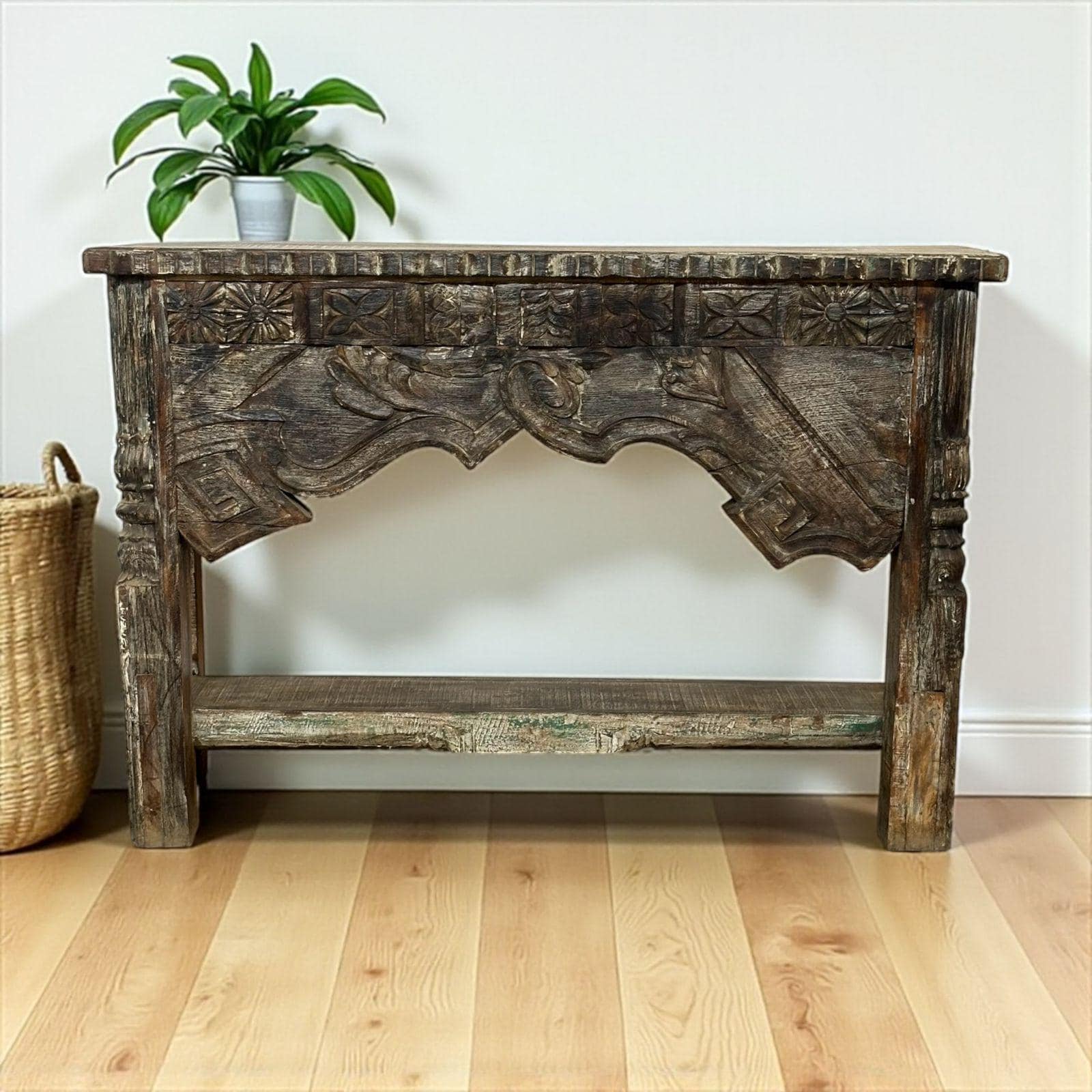 ヴィンテージ彫刻インドコンソールテーブル、メラブスタイル - Etsy 日本