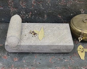 Molinillo de especias, mortero y mano de granito tradicional Ammikallu