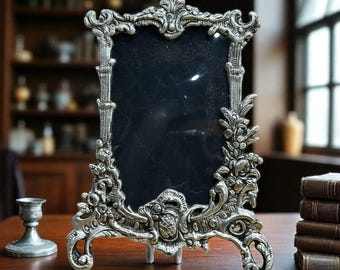 Victorian Aluminum Photo Frame, Ornate Silver Finish, Gift Box
