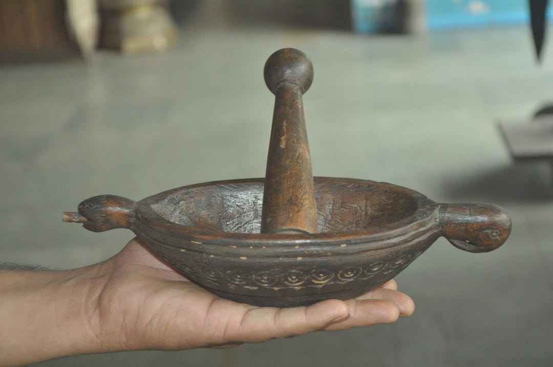 アンティーク木製乳鉢と乳棒、手彫りの蛇のデザイン - Etsy 日本