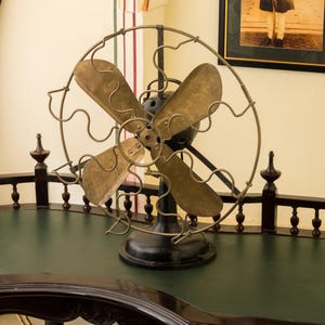 Rare Vintage Brass Fan, Antique Brass Table Fan in Working Condition, Indian Brass Fan, Vintage Brass Fan, Marelli Brass fan for room