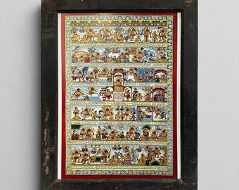 Hanuman Chalisa Poster in a Vintage teak wood frame, Indian Hanuman Chalisa, Full Hanuman chalisa, Indian religious poster