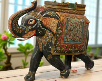手作り木製象の置物、インド風装飾、高さ4インチ - Etsy 日本