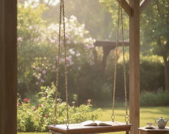 Carved Teak Wood Jhula Swing with Brass Chain: Indian Style Love Chair
