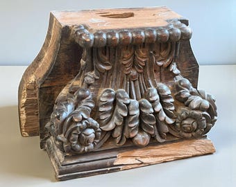 Candelabro antiguo de madera de teca con base de pilar – Pedestal de columna arquitectónica india recuperada de 90 años de antigüedad, decoración escultórica tallada a mano