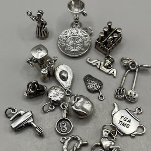 Kitchen Charms, USA Made Cooking Icons .925 Sterling Silver