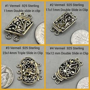 Vintage Vermeil Sterling Silver Clasps – Handmade in India, Ornate Artisan Connectors for Jewelry Making image 2
