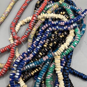 8mm Vintage Heishi Bead Strands-Puka beads  3 strands