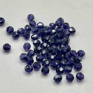 50 Vintage 4mm Purple Velvet Swarovski 5000 rounds Beads