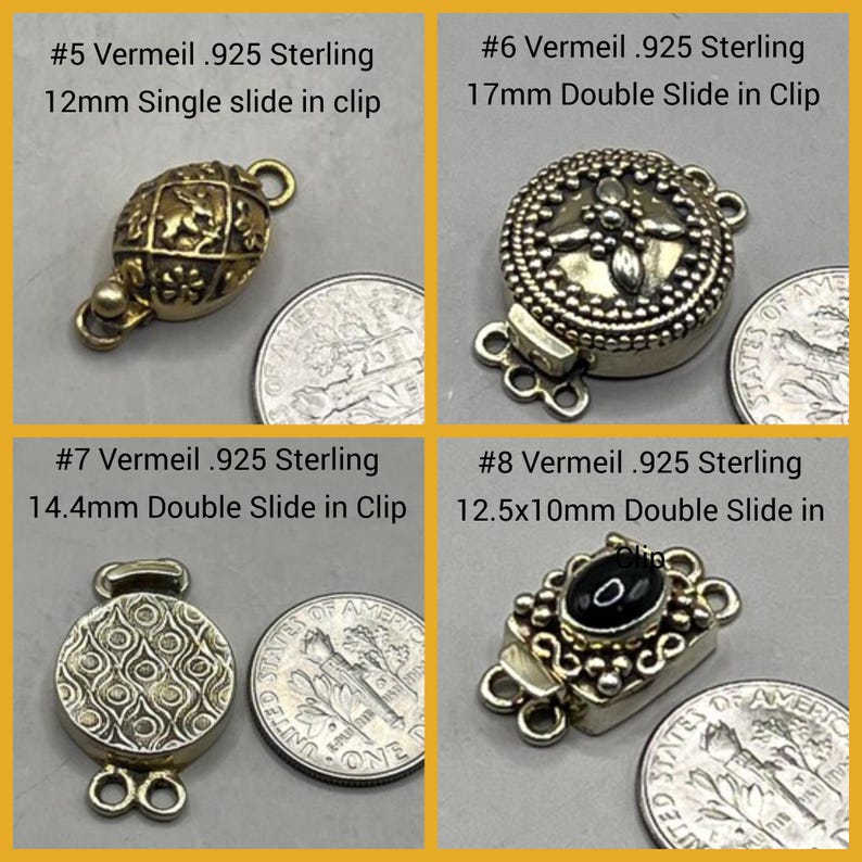 Vintage Vermeil Sterling Silver Clasps – Handmade in India, Ornate Artisan Connectors for Jewelry Making image 3
