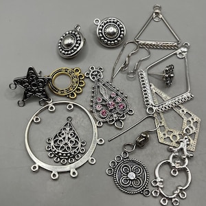 Earrings Components Sterling Silver .925/  hearts/ diamond /tulips wires/ dangles /chandeliers/Clip on/Pewter Component's/ Stars/ Threaders