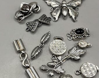 Vintage Sterling Silver Clasp – Handmade in India, Ornate Artisan Clasp for Jewelry Making