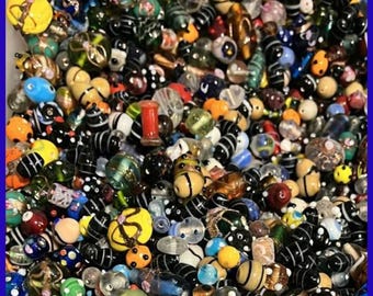 Vintage India Lampwork Glass Beads - Changing Mixed Colors, 1/2 Pound (8 oz)