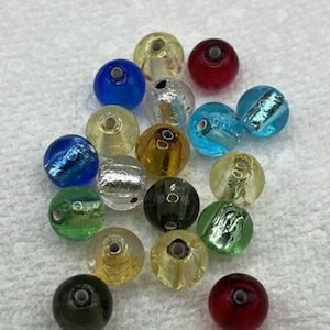 Vintage Czech Foiled Lampwork Beads – Handmade Glass Beads with Encased Foil for Jewelry Making