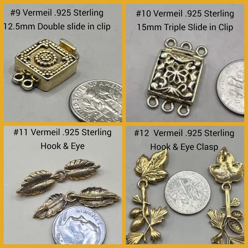 Vintage Vermeil Sterling Silver Clasps – Handmade in India, Ornate Artisan Connectors for Jewelry Making image 4