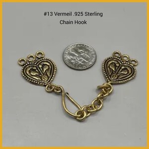 Vintage Vermeil Sterling Silver Clasps – Handmade in India, Ornate Artisan Connectors for Jewelry Making #13 Chain  clasp