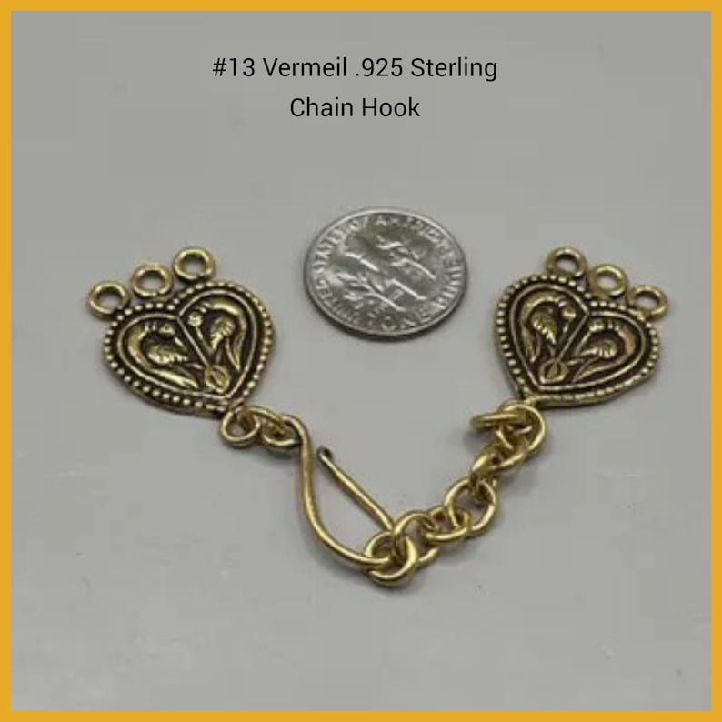 Vintage Vermeil Sterling Silver Clasps – Handmade in India, Ornate Artisan Connectors for Jewelry Making #13 Chain  clasp
