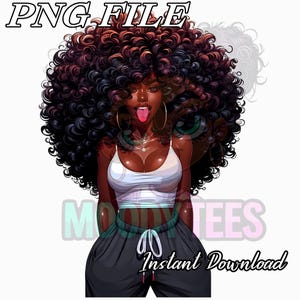 Multicolored Afro Black Girl PNG | Melanin Queen Clipart | Colorful Curly Hair | Black Girl Magic | Afro Art Sublimation | Digital Download