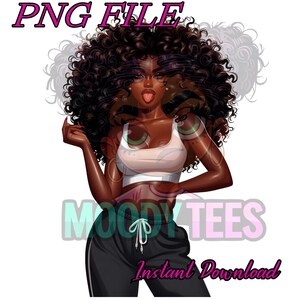 Black Girl PNG: Afro Hair Clipart, Melanin Queen (Digital Download)