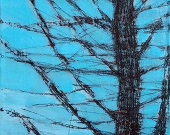 Spring Skies V: Huge Pine - small affordable fine art painting by Irene Stapleford - wantknot shop