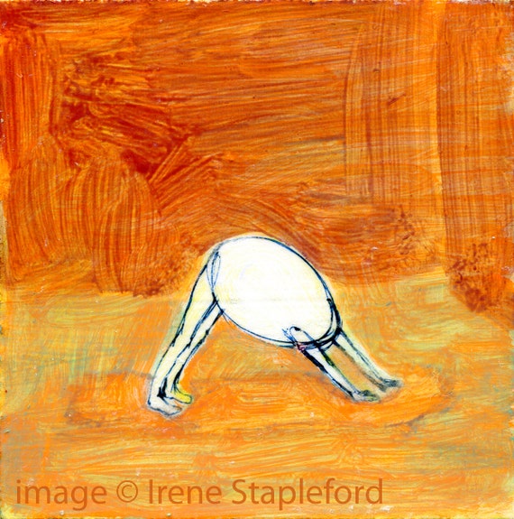 Downward Facing Humpty yoga pose small painting original Etsy